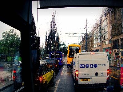 DSC01274  Rainy day in Edinburgh, Sir Walter Scott Monument in the distance